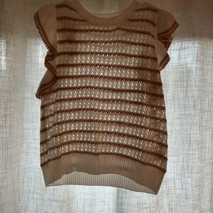 SHEIN Cream and Brown Striped Blouse